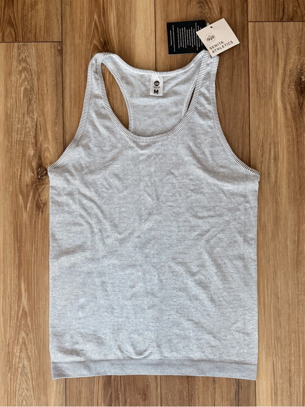 Senita Athletics Striped Racerback Tank - White & Black